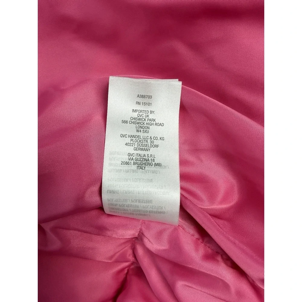 Isaac Mizrahi Live Puffer Jacket Women's Medium Pink Orange Houndstooth Coat